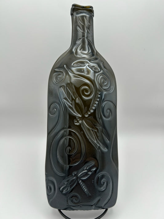 Dragonfly Slumped Embossed Shallow Bowl